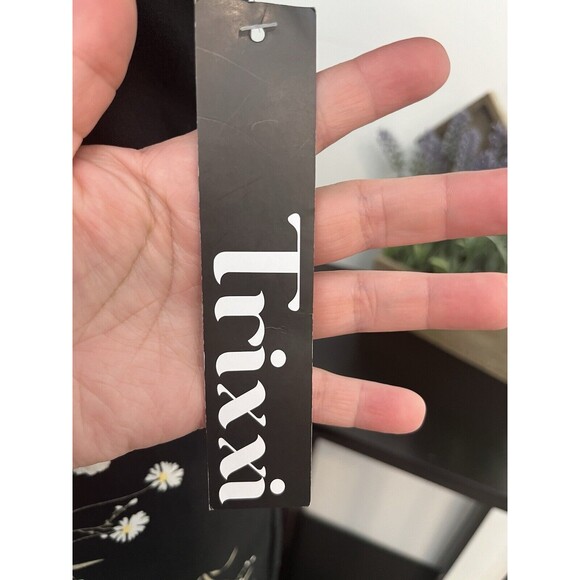 Trixxi Womens Mini Dress Small Floral Square Neck puff sleeve  Zipper Back - Picture 8 of 10